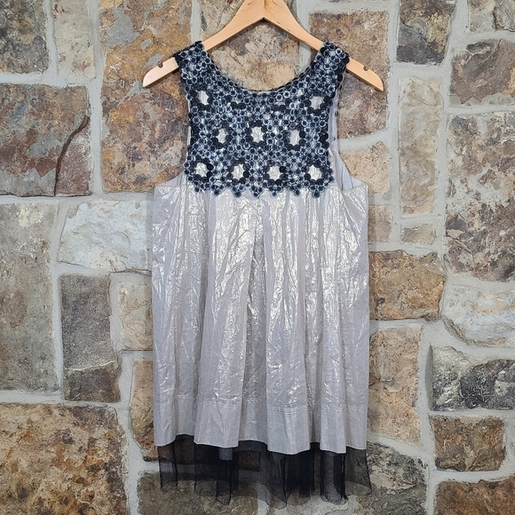 NWT Rozae Nichols M MEDIUM Metallic Button Mini Dress - Picture 4 of 10